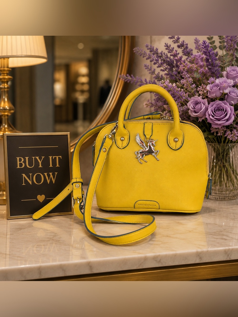 Peppers Cube Style Yellow Satchel Crossbody Bag